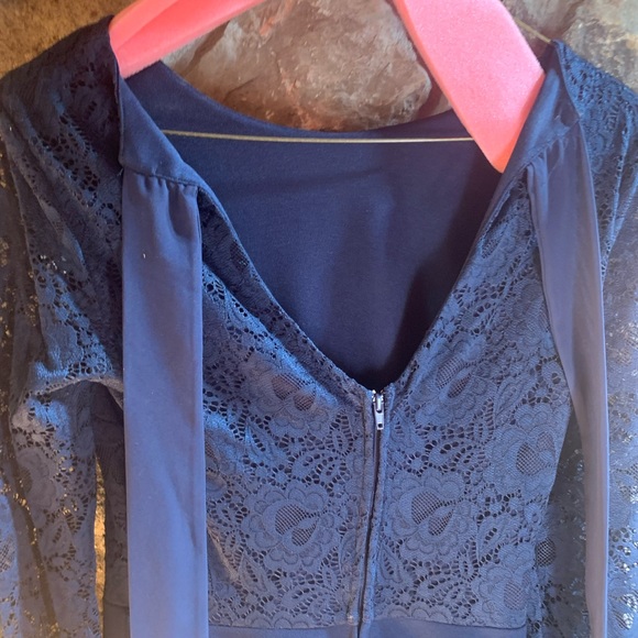 Formal Navy Long-Sleeved Dress (Jodi Khristopher) - Picture 3 of 8